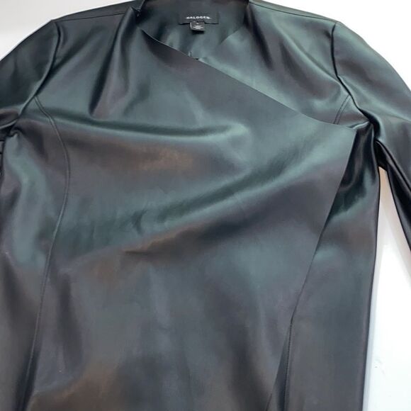 Halogen Black Faux Leather Open Front Waterfall Jacket Size Small - Picture 10 of 13